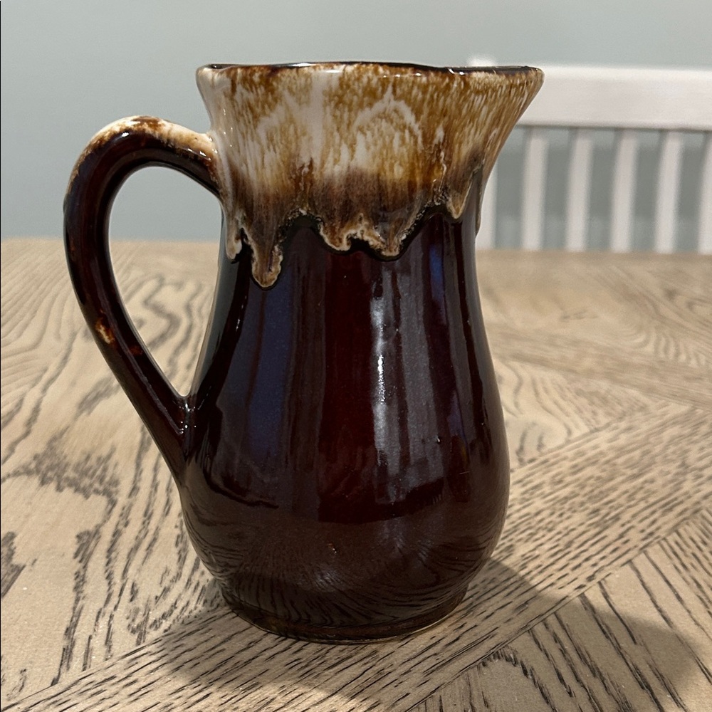 Robinson-Ransbottom Brown and Cream Drip Glaze Pitcher